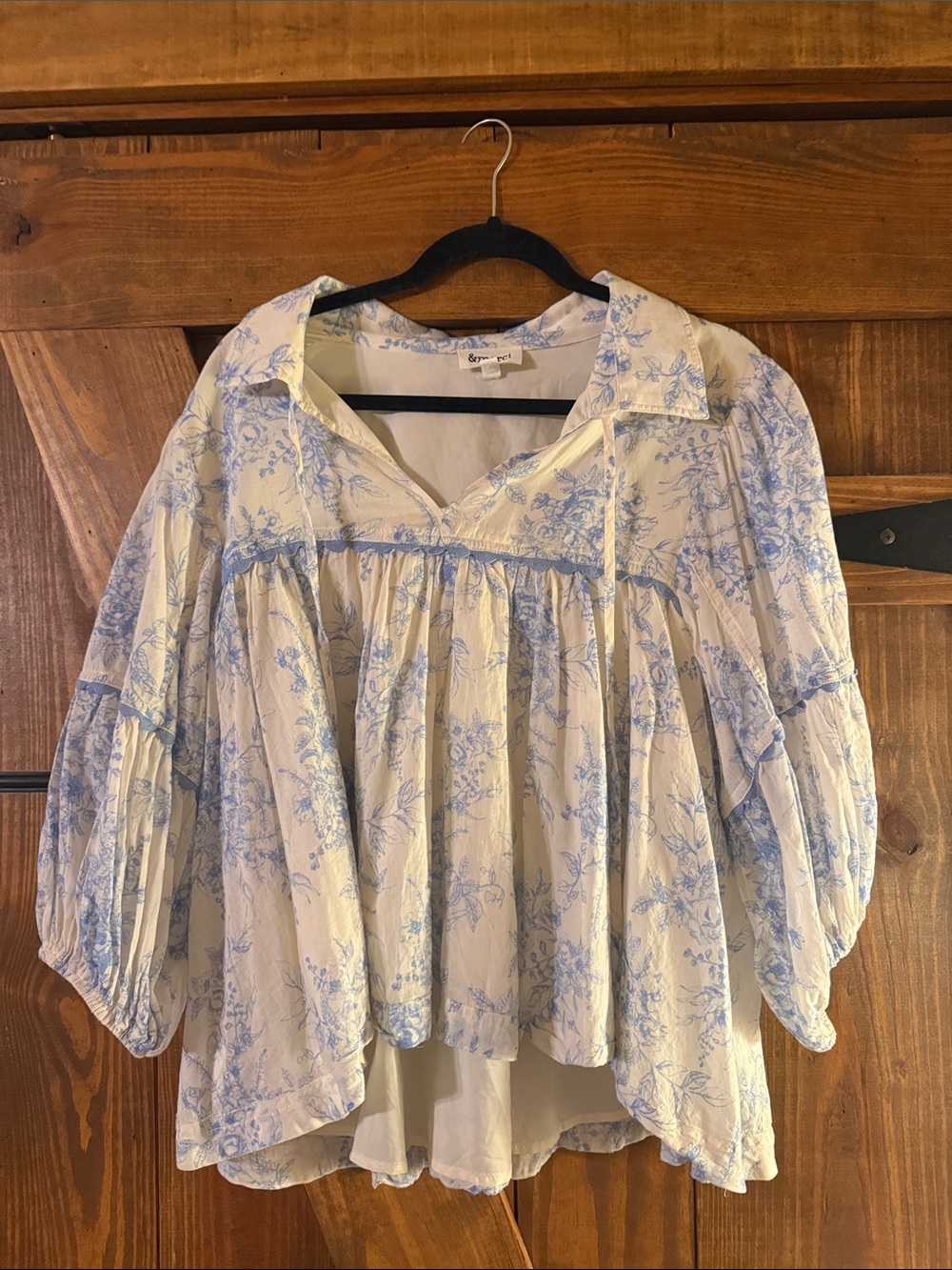 Relaxed Blue Floral Tunic Blouse by Love Sam